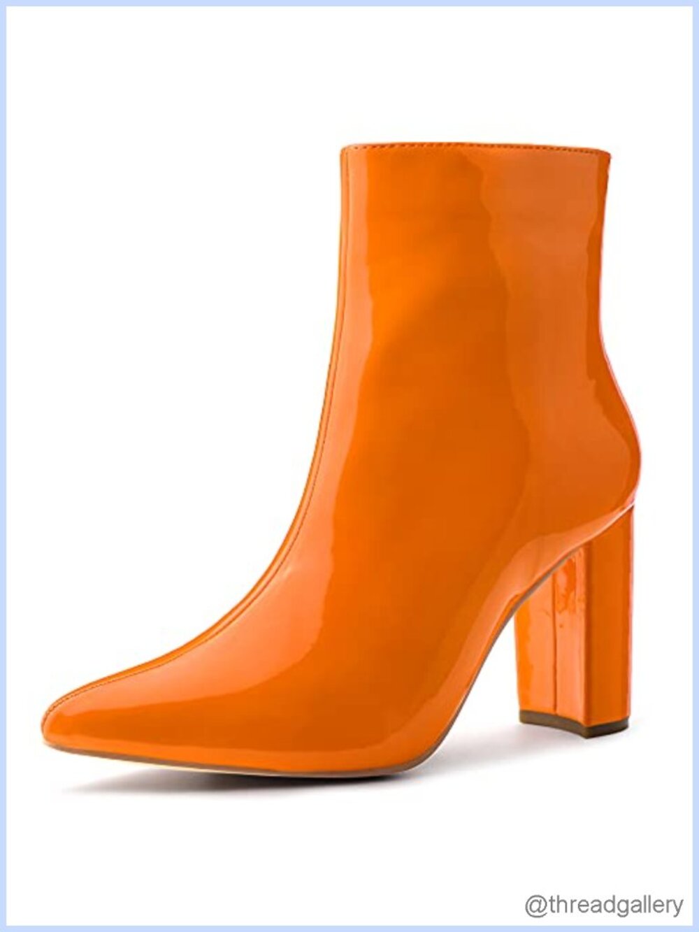 Chunky Block Heel Pointed Toe Ankle Boots with Zipper